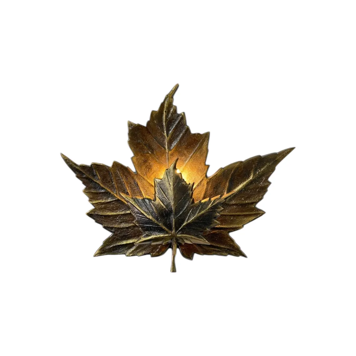 Handmade Brass Leaf Sconce Light - Antique Style Vanity Wall Lighting