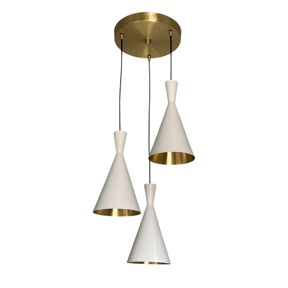 Handmade Brass Cone Pendant Light: Mid-Century Modern Chandelier Lamp