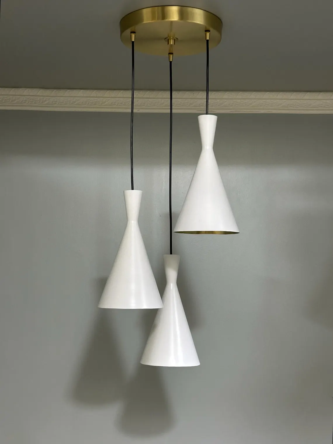 Handmade Brass Cone Pendant Light: Mid-Century Modern Chandelier Lamp - Image 3