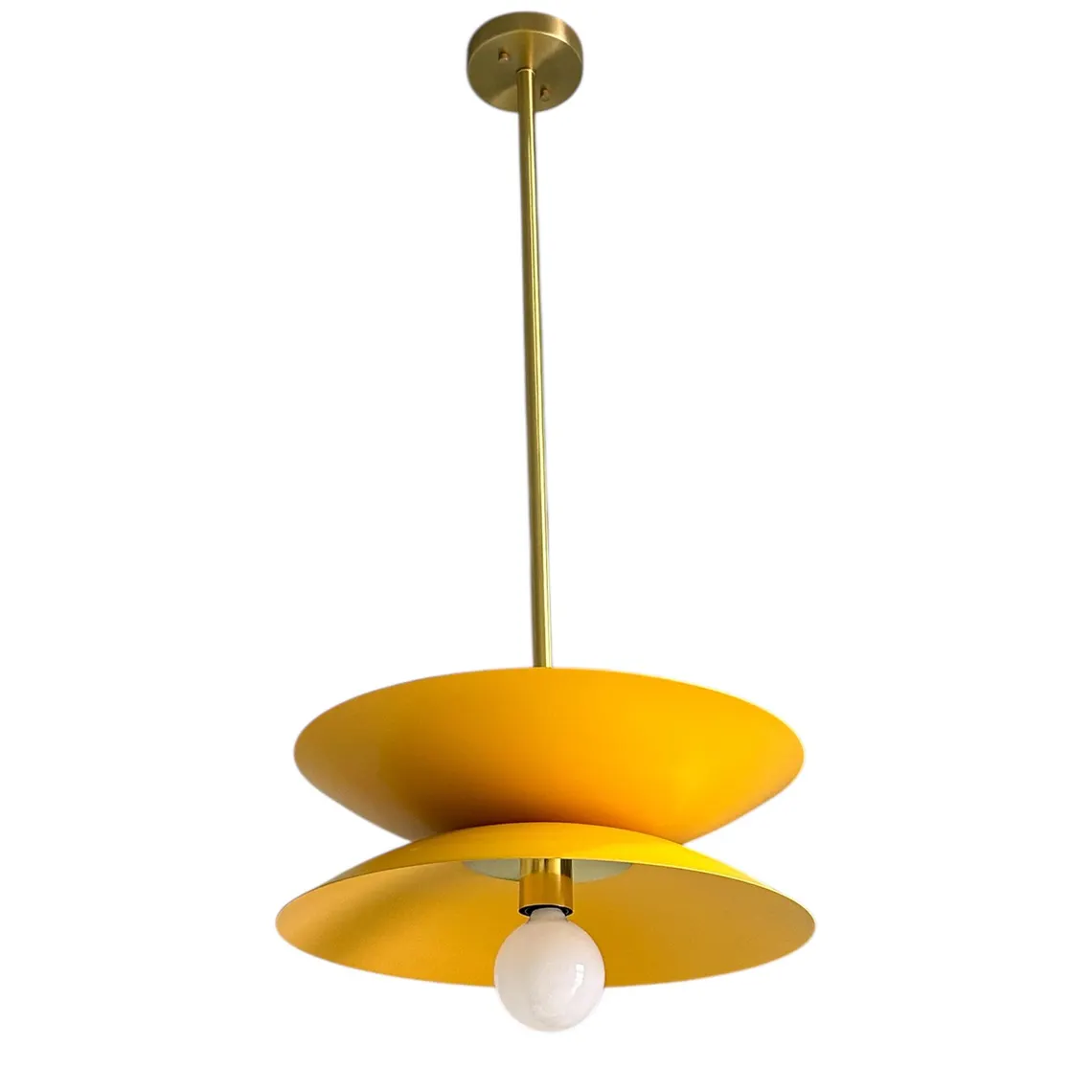 Brass & Mustard Metal Pendant Light - Mid Century Modern - Handmade Lighting - Image 2