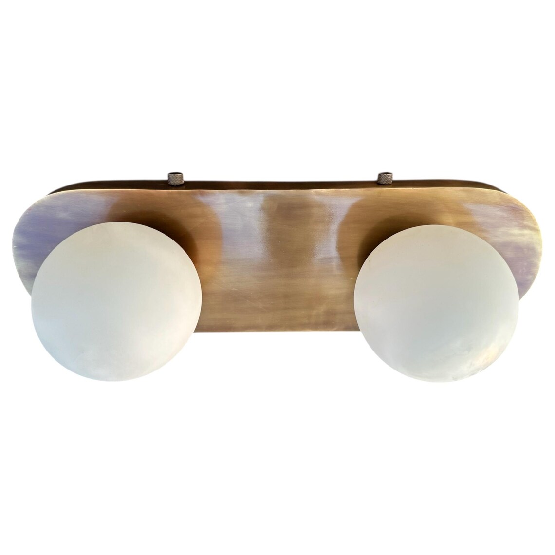 Modern Brass Vanity Sconce with Frosted Glass Globes – Mid-Century Wall Light Fixture