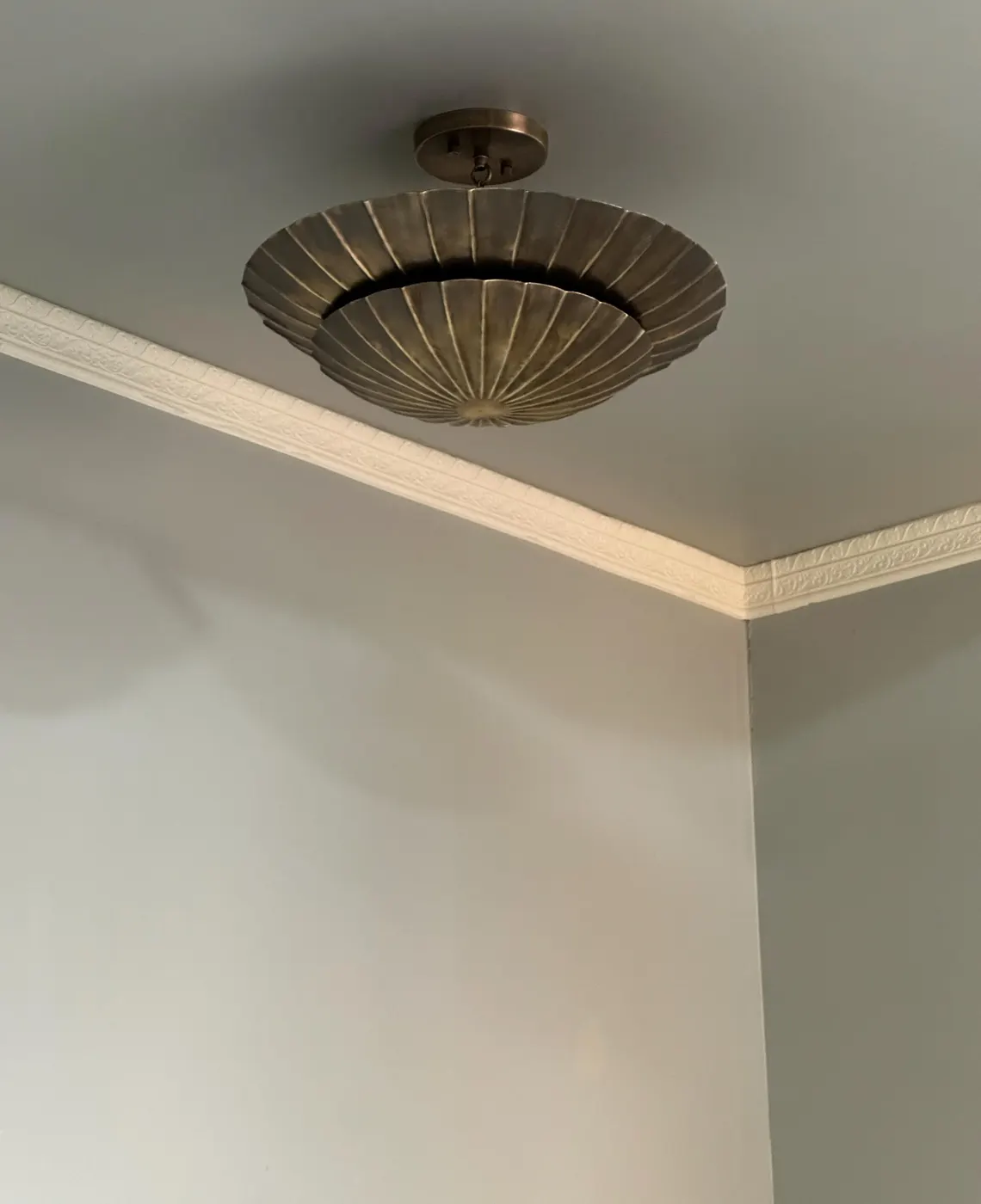Handcrafted Pure Brass Flush Mount Ceiling Light | Vintage Art Deco Pendant - Image 3