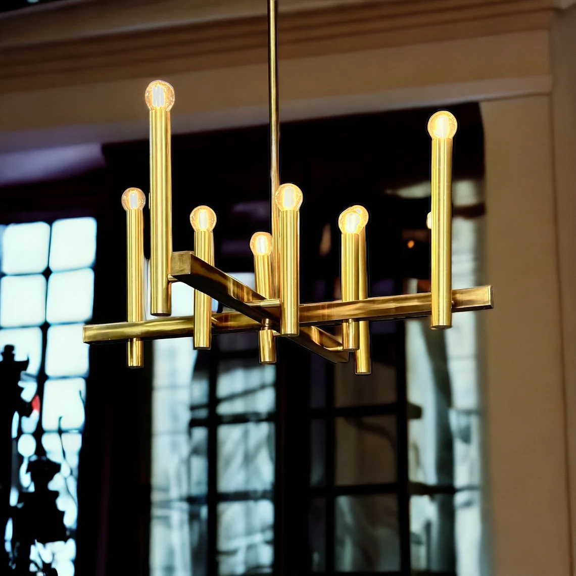 Modern Art Deco Brass Chandelier - 8-Light Sputnik Ceiling Light - Image 5