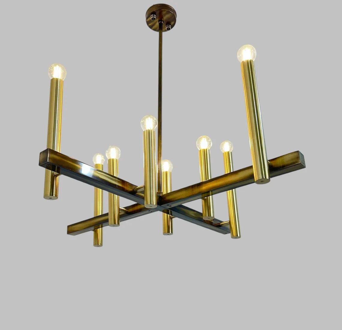 Modern Art Deco Brass Chandelier - 8-Light Sputnik Ceiling Light