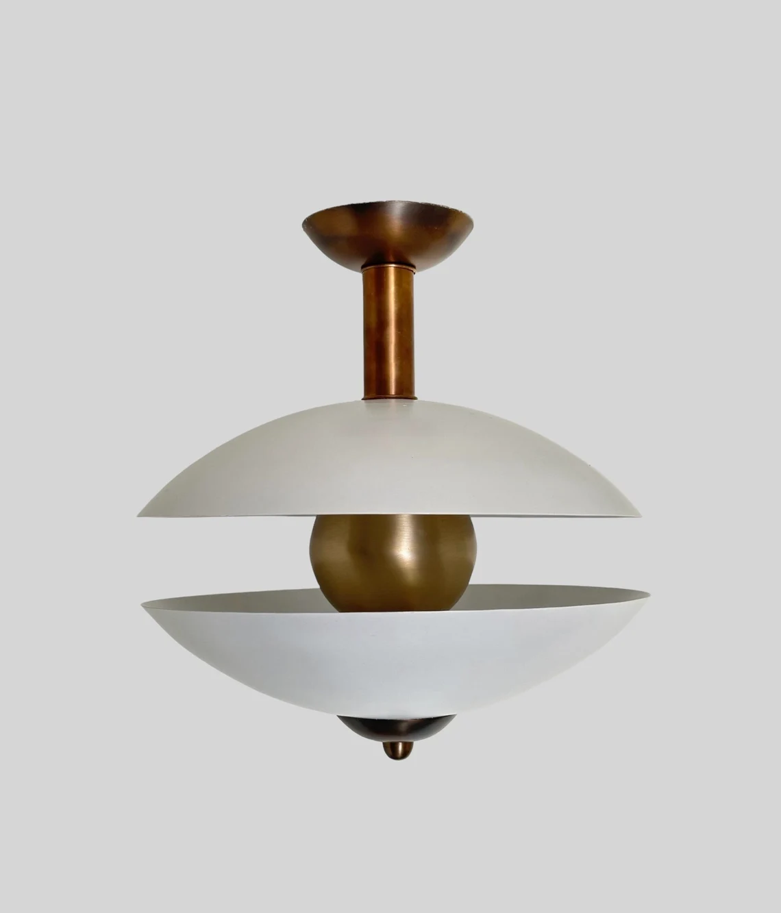 Handcrafted Pearl Brass Flush Mount Ceiling Light - Modern Home Decor