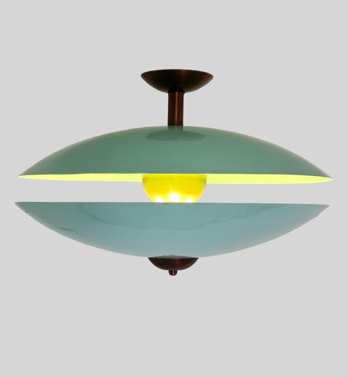 Handcrafted Pearl Brass Flush Mount Ceiling Light - Vintage Style - Image 3