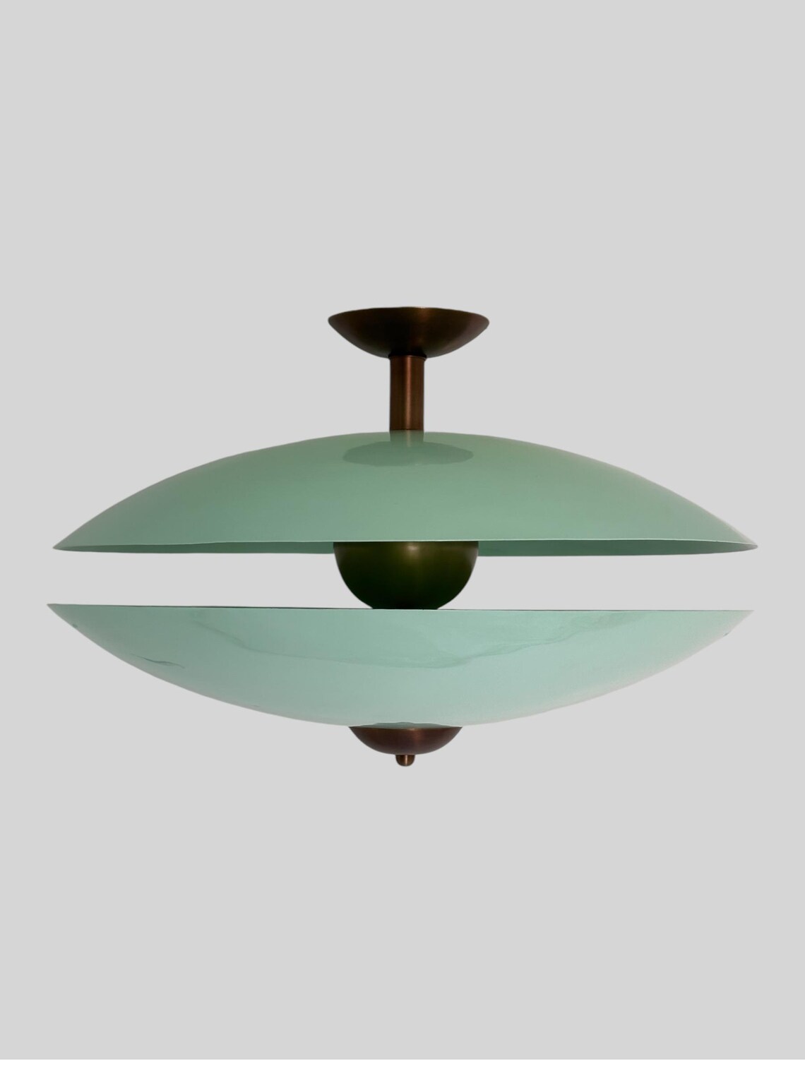 Handcrafted Pearl Brass Flush Mount Ceiling Light - Vintage Style