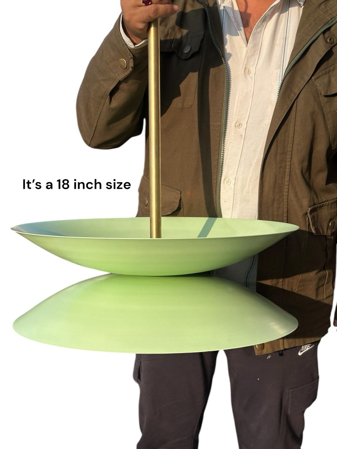 Handcrafted Brass Chandelier with Mint Matte Shade - Image 5