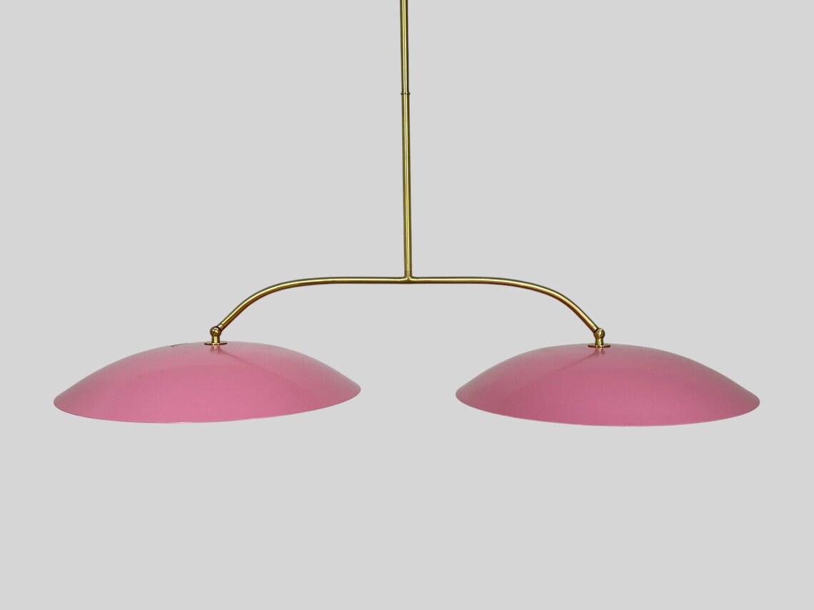 Handmade Pink Brass Dual Light Chandelier: Boho Home Lighting - Image 5