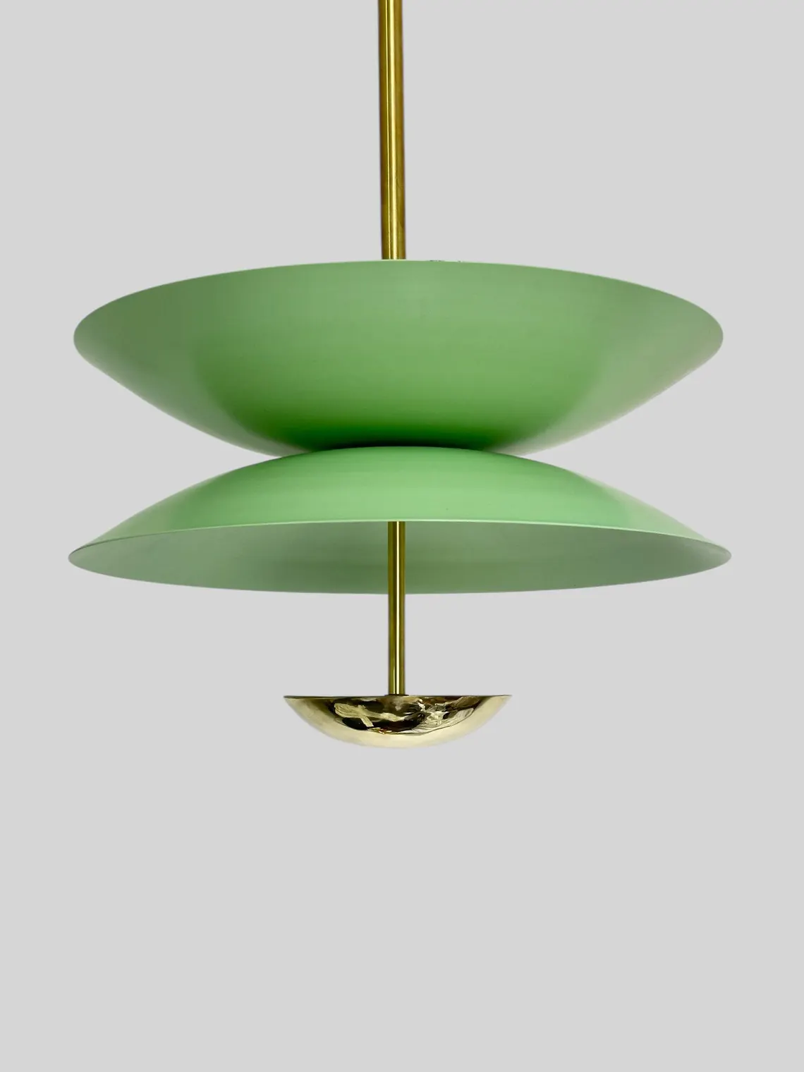 Handcrafted Matte Mint Brass Chandelier - Modern Light Fixture