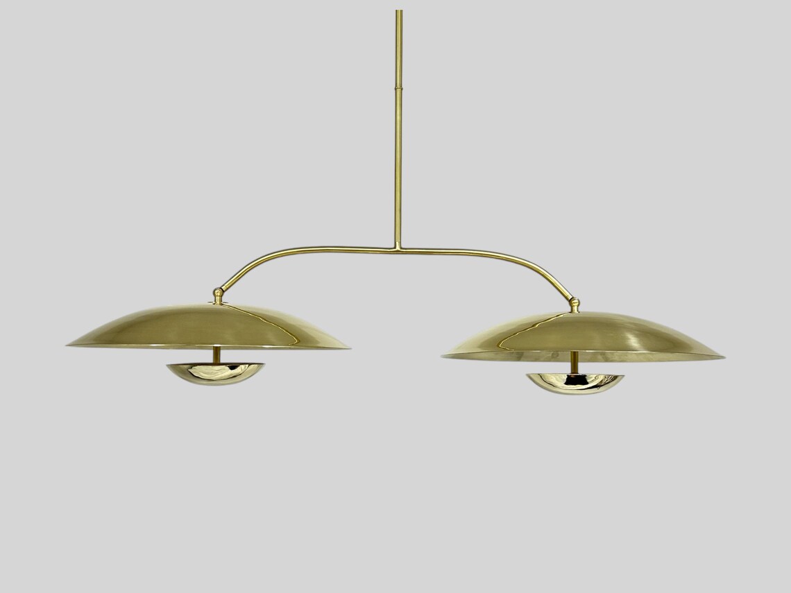 Handcrafted Polished Brass Chandelier Light - Adjustable Fixture