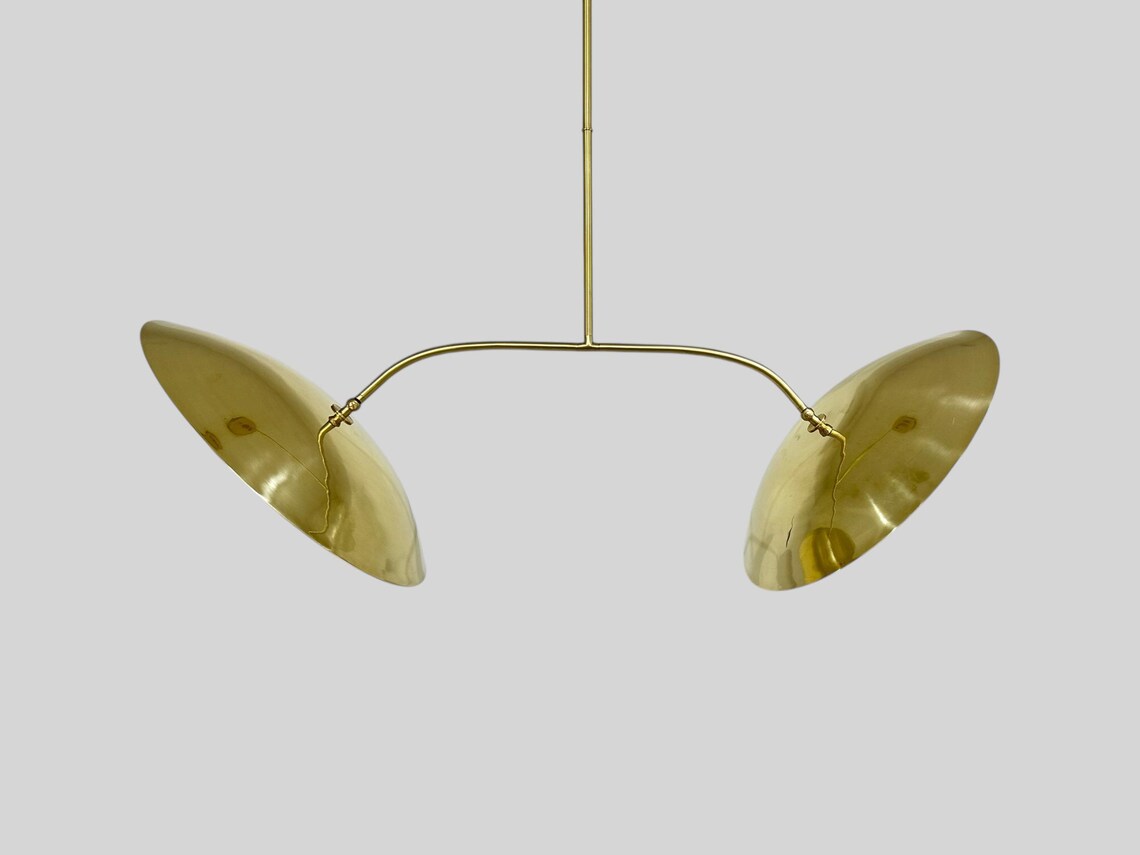 Handcrafted Polished Brass Chandelier Light - Adjustable Fixture - Image 2