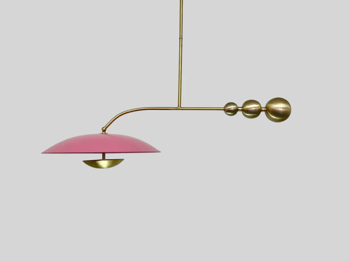 Handmade Doll Pink Brass Chandelier - Mid-Century Modern Lighting - Image 2