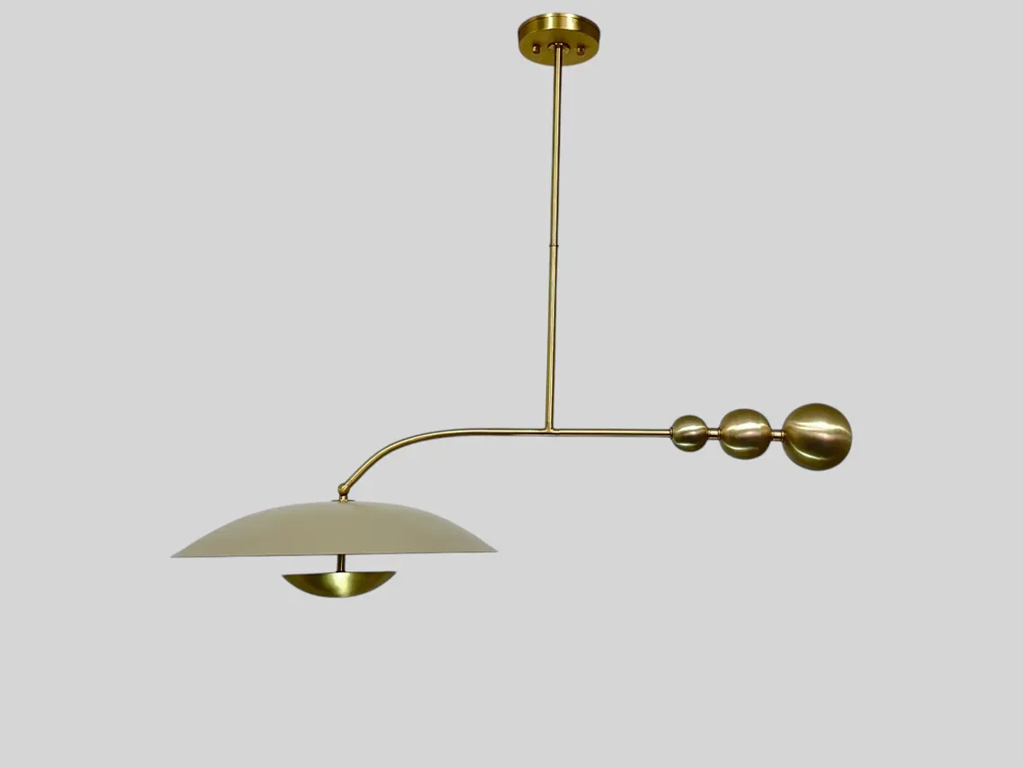 Handmade Brass Chandelier: Slate Matte Modern Lighting - Image 2