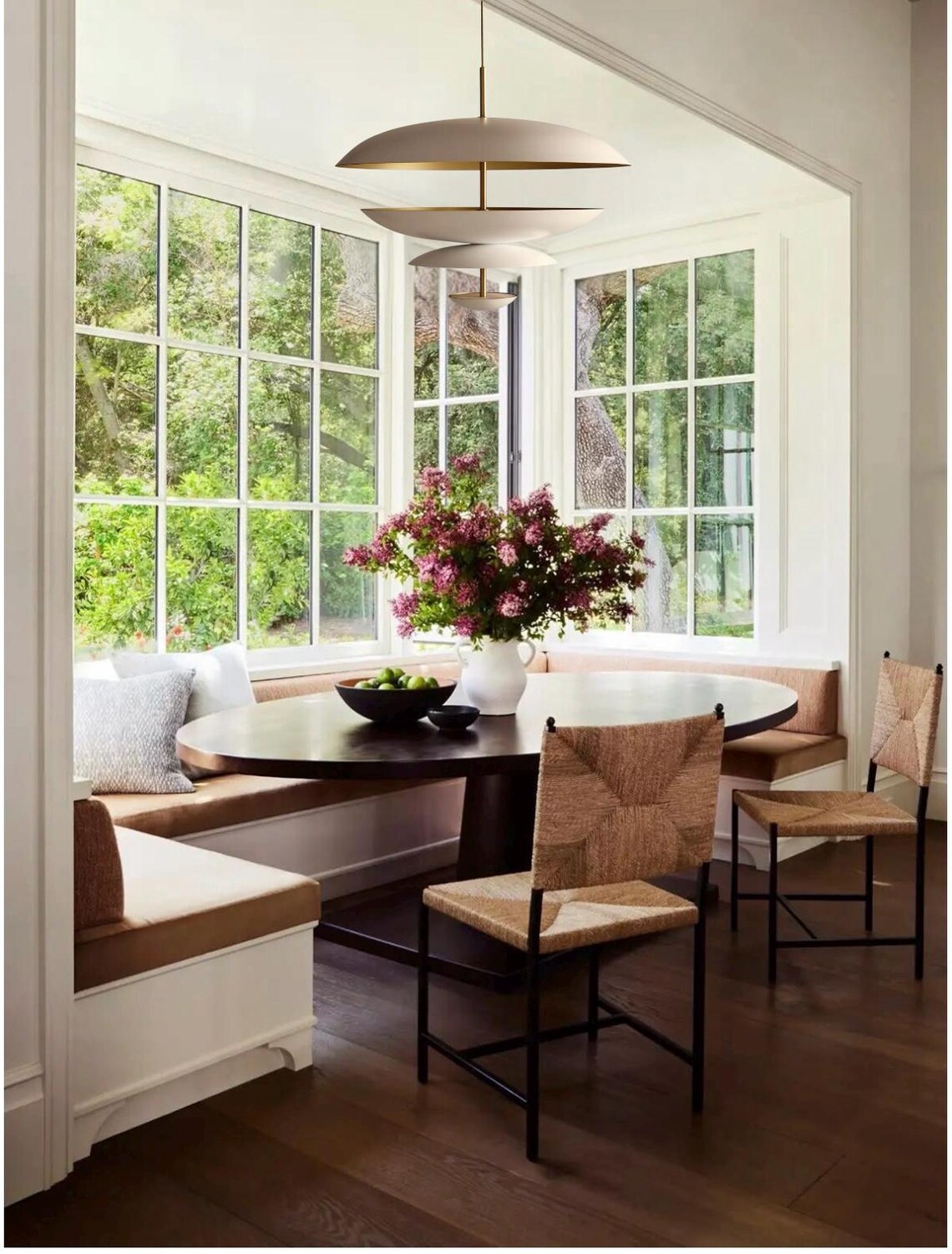 Handcrafted Brass Chandelier, Modern Cream Pendant Light - 15 inch - Image 2