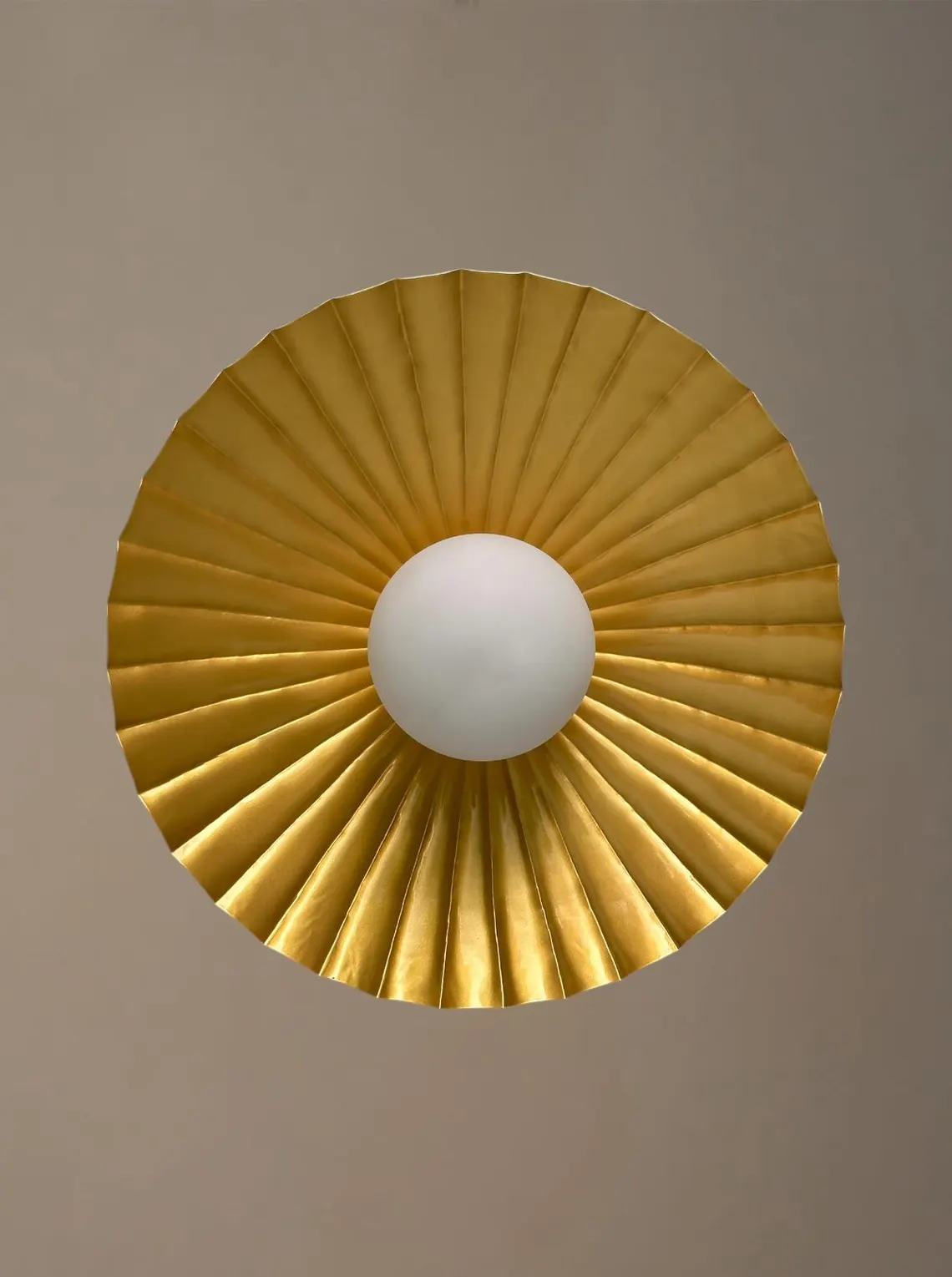 Cream & Polished Brass Pendant Lamp: Modern Milk Glass Hanging Lighting - Image 5