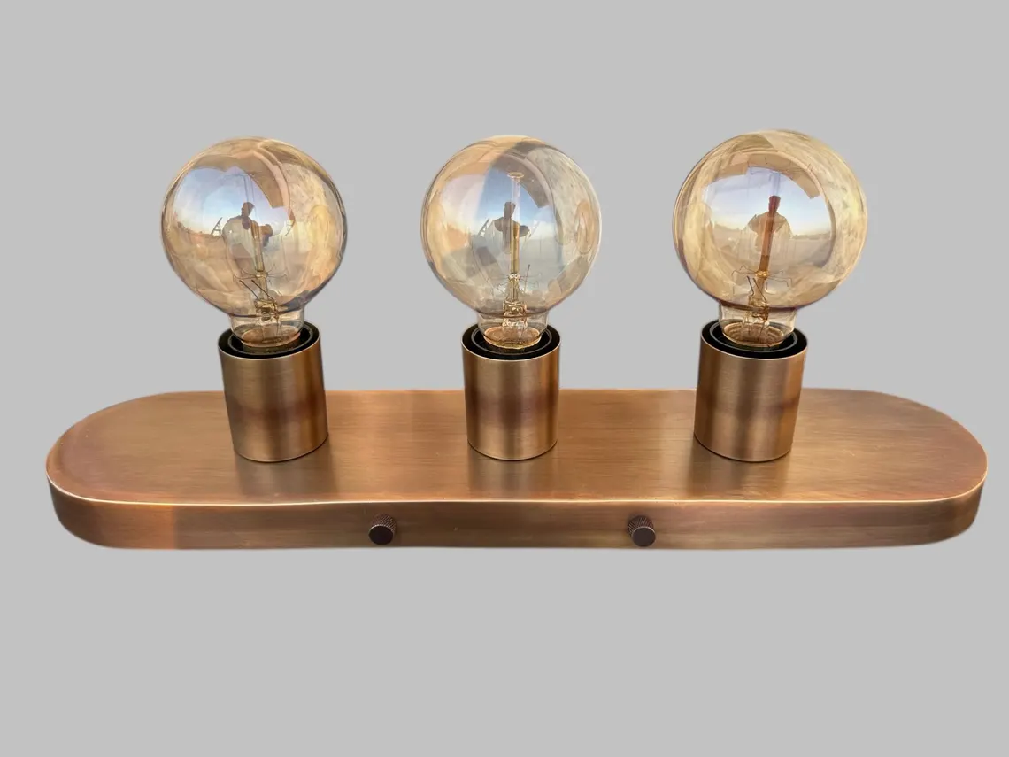 Handmade Raw Brass Vanity Sconce: Minimalist Wall Lighting, E26 Socket Light - Image 3