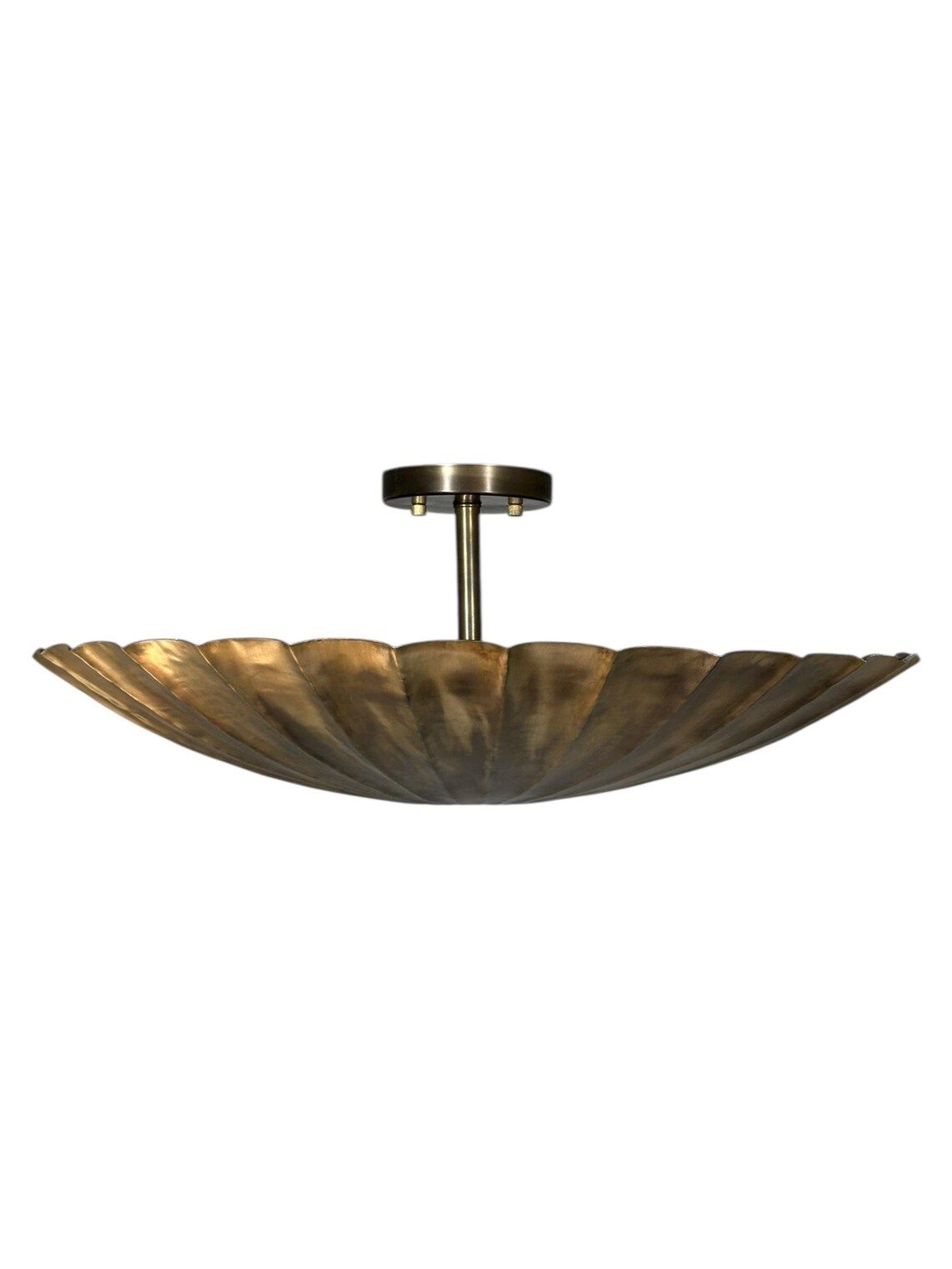 Unique Handmade Antique Brass Flush Mount Ceiling Lamp: Vintage Style Lighting - Image 3