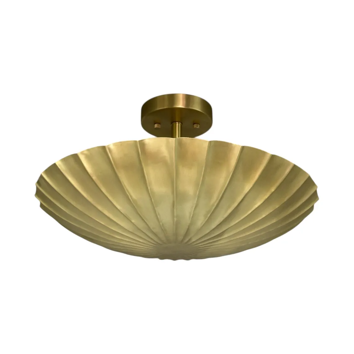 Handmade Scalloped Brass Flush Mount Ceiling Light - Modern Art Deco Lighting - Image 4