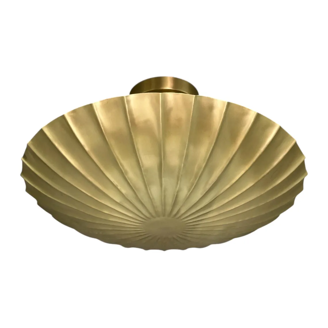 Handmade Scalloped Brass Flush Mount Ceiling Light - Modern Art Deco Lighting - Image 3