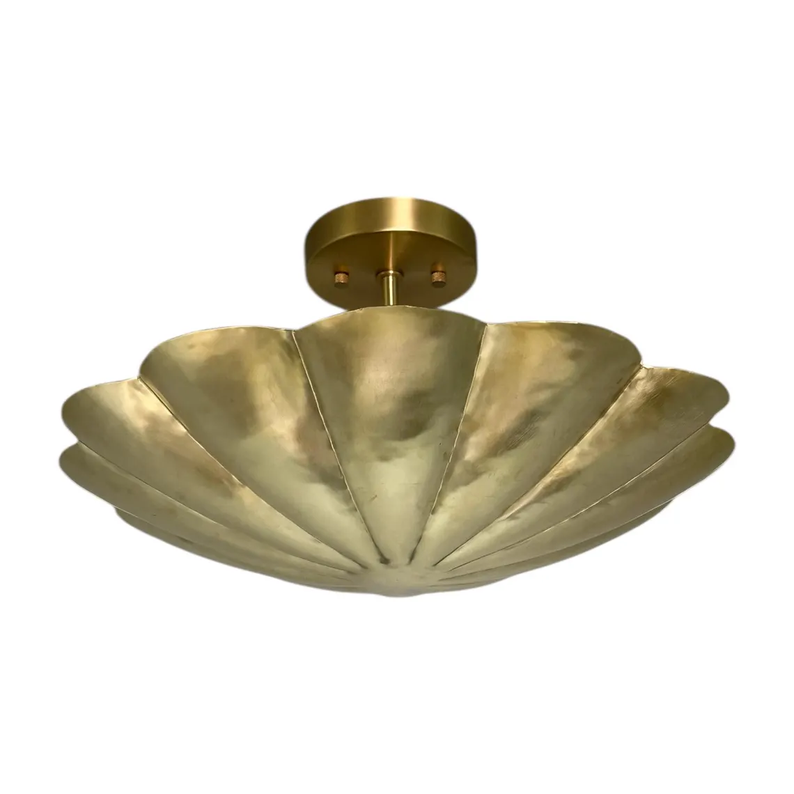 Handmade Brass Scalloped Flush Mount Ceiling Light - Mid-Century Modern Lighting - Image 4