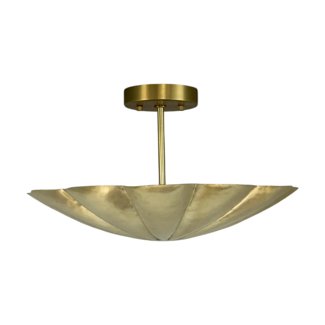 Handmade Brass Scalloped Flush Mount Ceiling Light - Mid-Century Modern Lighting
