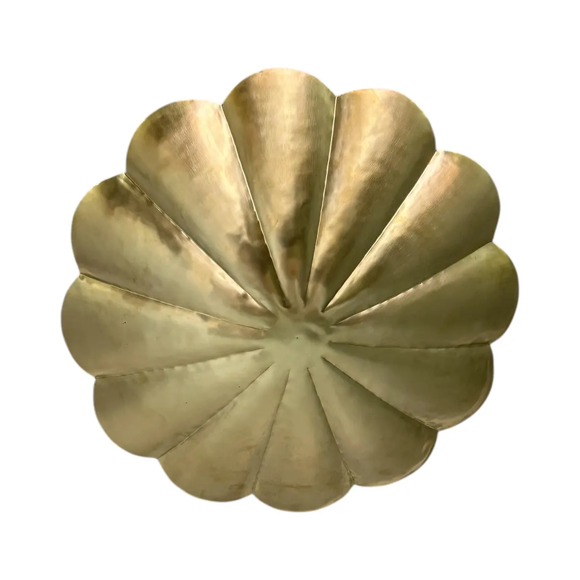 Handmade Brass Scalloped Flush Mount Ceiling Light - Mid-Century Modern Lighting - Image 3
