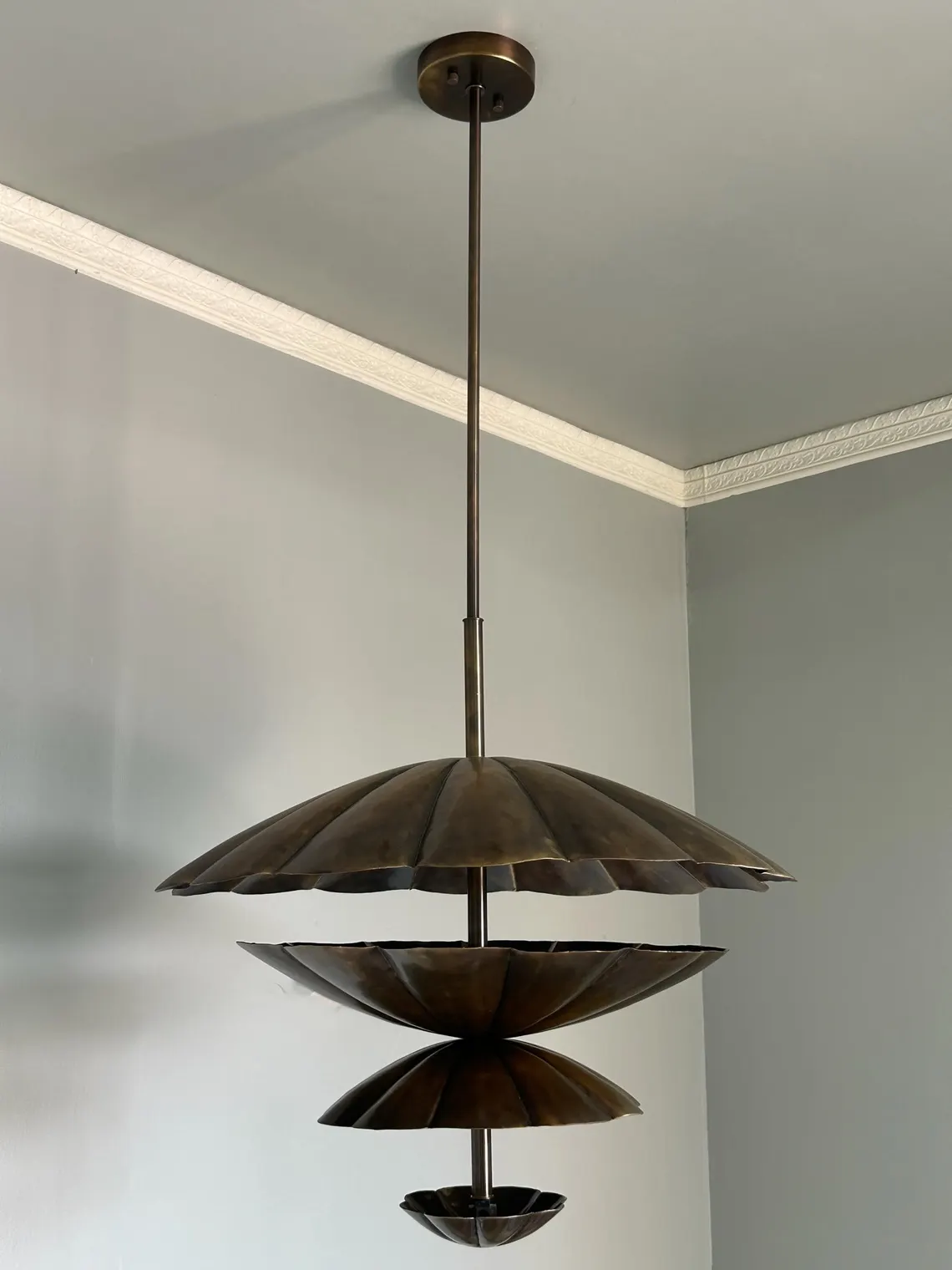 Handmade Pure Brass Flower Style Chandelier | Vintage Style Ceiling Light | Luxury Floral Pendant Lamp - Image 2
