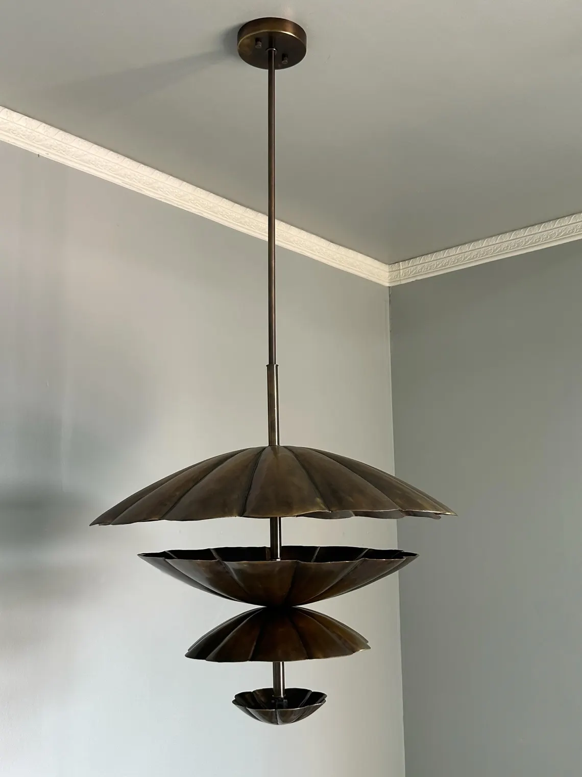 Handmade Pure Brass Flower Style Chandelier | Vintage Style Ceiling Light | Luxury Floral Pendant Lamp - Image 5