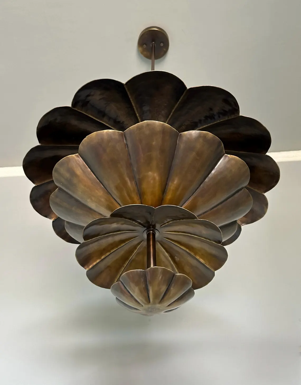 Handmade Pure Brass Flower Style Chandelier | Vintage Style Ceiling Light | Luxury Floral Pendant Lamp - Image 3