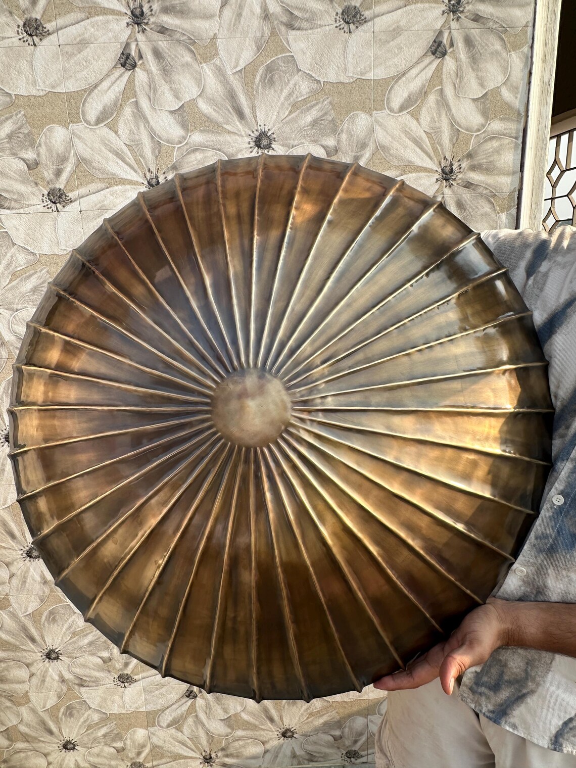 Unique Handmade Antique Brass Flush Mount Ceiling Lamp: Vintage Style Lighting - Image 2